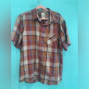 Solaris outdoor XL Short-Sleeve Plaid Button-Down Shirt - Brown hiking outdoor